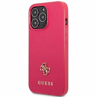 Guess Saffiano 4G Small Metal Logo ümbris jaoks iPhone 13 Pro / 13 - roosa