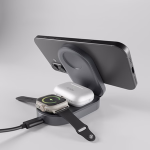 SBS 3-in-1 Foldable Juhtmevaba Charging Station QI2 MFI - Made jaoks iPhone - must