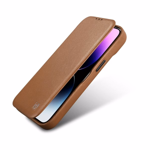 Чехол iCarer CE Premium Leather Folio для iPhone 14 Plus магнитный с откидной крышкой MagSafe коричневый