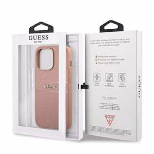 Guess GUHCP13XPSASBPI iPhone 13 Pro Max 6.7" розовый/розовый жёсткий чехол Saffiano Stripe