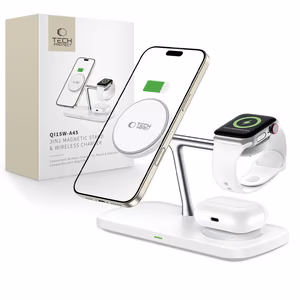 Tech-Protect QI15W-A45 3in1 Wireless Laadija koos MagSafe jaoks Apple Devices - valge