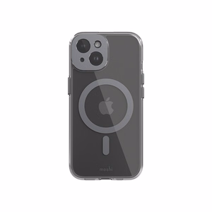 Moshi iGlaze MagSafe ümbris seadmele iPhone 15, läbipaistev Meteorite Gray detailidega