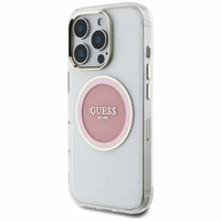 Guess IML Metal Colored Circle Classic Logo MagSafe ümbris jaoks iPhone 16 Pro Max - roosa