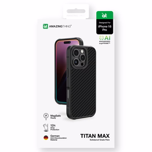 AmazingThing Titan Max Ümbris with 1500D Aramid Fibers jaoks iPhone 16 Pro - Must