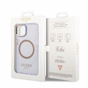 Guess GUHMP14SHTCMU iPhone 14 6.1" lilla/lilla hard ümbris kuldne Outline Translucent MagSafe