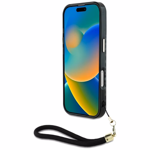 Guess HC IML Leopard Triangle Cord Strap MagSafe Ümbris jaoks iPhone 16 Pro - must