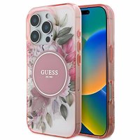 Guess IML Flower & Tonal Circle MagSafe iPhone 16 Pro Max Ümbris - roosa