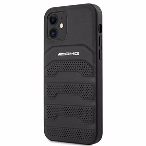 AMG Кожаный чехол Debossed Lines для iPhone 12 mini - чёрный