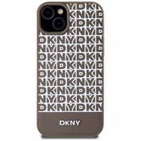 DKNY Leather Printed Pattern Metal Logo MagSafe Ümbris jaoks iPhone 15 / 14 / 13 - Brown