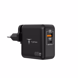 СЕТЕВОЕ ЗАРЯДНОЕ УСТРОЙСТВО T-PHOX MEGA T-PP09 GAN PD 65W USB/USB-C ЧЕРНОЕ