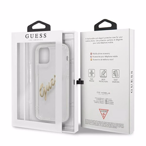 Guess GUHCP12MKTRSVGO iPhone 12/12 Pro 6.1" Läbipaistev kõvakaaneline Vintage Script Gold