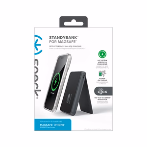 Speck StandyBank + ClickLock 5000 mAh magnetiline akupank tugijalaga, kuni 15 W juhtmevaba laadimine, MagSafe'iga ühilduv, must