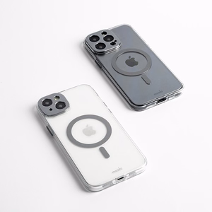 Moshi iGlaze MagSafe ümbris seadmele iPhone 15 Plus, läbipaistev Meteorite Gray detailidega