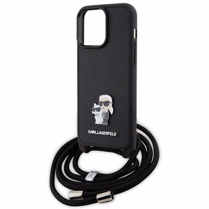 Karl Lagerfeld Crossbody Saffiano Metal Pin Karl & Choupette Ümbris jaoks iPhone 15 Pro Max - must
