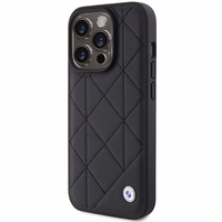 BMW Leather Quilted ümbris jaoks iPhone 15 Pro Max - must