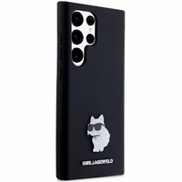 Karl Lagerfeld Silicone Choupette Metal Pin ümbris jaoks Samsung Galaxy S24 Ultra - must
