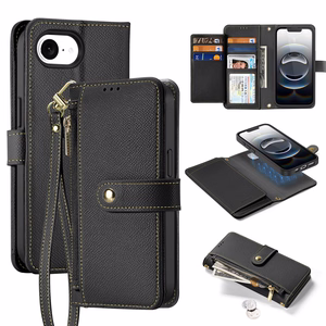 Dux Ducis Lawa iPhone 16e Leather Ümbris with Detachable Magnetic Wallet - Must