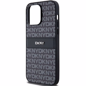 DKNY Leather Mono Stripe & Metal Logo ümbris jaoks iPhone 14 Pro Max - must