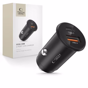 Tech-Protect CC02 35W Car Laadija 2-Port USB-C / USB-A - Must