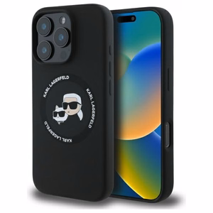 Karl Lagerfeld KLHMP16XSKCHTCK iPhone 16 Pro Max 6.9" чёрный/чёрный жёсткий чехол Silicone Karl&Choupette Heads MagSafe