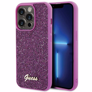 Guess Disco Metal Script ümbris jaoks iPhone 15 Pro - roosa