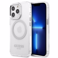 Guess Metal Outline MagSafe ümbris jaoks iPhone 13 Pro / iPhone 13 - hõbedane