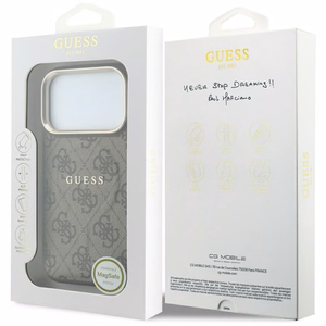 Guess Embossed 4G Classic MagSafe-ümbris iPhone 17 Pro Max / 18 Pro Max jaoks, pruun