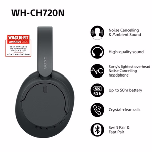 Sony WH-CH720 kõrvaklapid juhtmega ja juhtmevabad peakomplekt kõned/muusika USB Type-C Bluetooth mustad