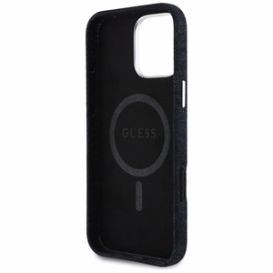 Guess Denim Triangle Logo MagSafe ümbris jaoks iPhone 16 Pro - must