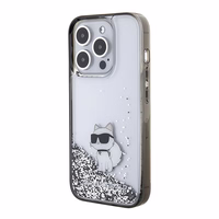 Karl Lagerfeld Liquid Glitter Choupette ümbris jaoks iPhone 15 Pro Max - läbipaistev