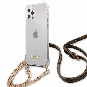 Guess GUHCP12MKC4GSGO iPhone 12/12 Pro 6.1" прозрачный жёсткий чехол 4G Gold Chain