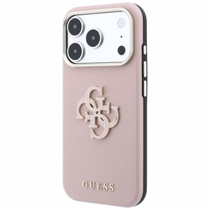Guess Grained & Big Resin Logo ümbris iPhone 18 Pro / 17 Pro – roosa