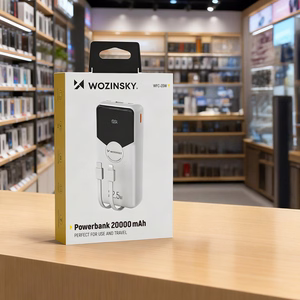 Wozinsky WFC-15W 20000mAh 22.5W PD20W akupank sisseehitatud Lightning ja USB-C kaablitega - valge