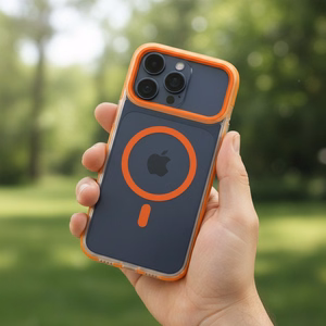 Case for iPhone 17 Frame Clear Hybrid Mag Cover compatible with MagSafe hermes orange