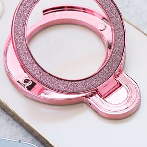 Phone stand CIRCLE GLITTER - stick-on - roosa