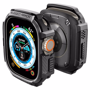Spigen Rugged Armor ümbris Apple Watch Ultra 49 mm jaoks, mattmust
