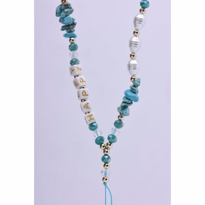HAPPY Phone lanyard, Phone pendant / cord length 44cm (22cm in the loop) / on hand - lite sinine