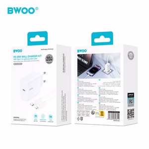 BWOO wall laadija CDA233 PD 20W 1x USB-C with USB-C - Lightning kaabel valge