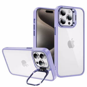 Tel Protect Kickstand Ümbris + camera glass (lens) jaoks Iphone 15 Pro light purple
