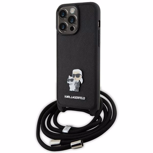 Karl Lagerfeld Crossbody Saffiano Metal Pin Karl & Choupette Ümbris jaoks iPhone 15 Pro Max - must