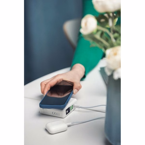 Multifunction laadija Forcell F-Energy 4in1 2 x USB A + USB C 15W + akupank 8000mAh + juhtmevaba charging valge