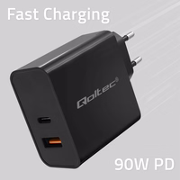 Qoltec 52381 Super Quick PD charger | 1xUSB-C | 1xUSB| 90W | 5-20V | 2.4-4.35A | must