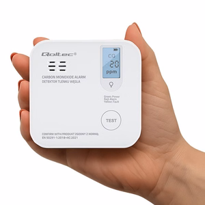 Qoltec 52577 Juhtmevaba vingugaasi (CO) andur akuga | anduri tööiga 10 aastat | alarm 85dB | LED