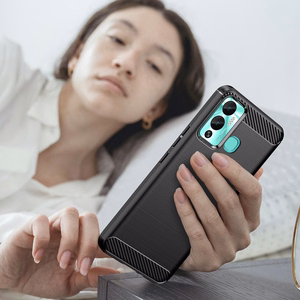 Carbon Case чехол для Infinix Hot 12 Play NFC / Hot 12 Play гибкая силиконовая карбоновая крышка чёрный