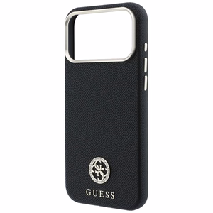 Guess Grained Round Strass Logo MagSafe ümbris iPhone 18 Pro Max / 17 Pro Max – must