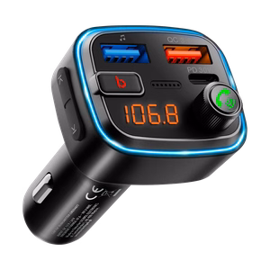 Bluetoothi, 2 USB-pordi ja USB-C-ga auto FM-saatja
