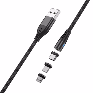 Maxlife MXUC-02 magnetic cable USB - Lightning + USB-C + microUSB 1,0 m 2A must nylon