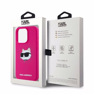 Силиконовый чехол Karl Lagerfeld Choupette Head MagSafe для iPhone 15 Pro Max - розовый