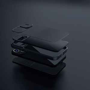 Nillkin Qin Cloth Pro Case Case iPhone 14 Plus kaamerakate Holster Cover Flip Case Sinine