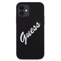 Guess GUHCP12SLSVSBW iPhone 12 mini 5.4" must-valge kõvakaaneline Silikoon Vintage